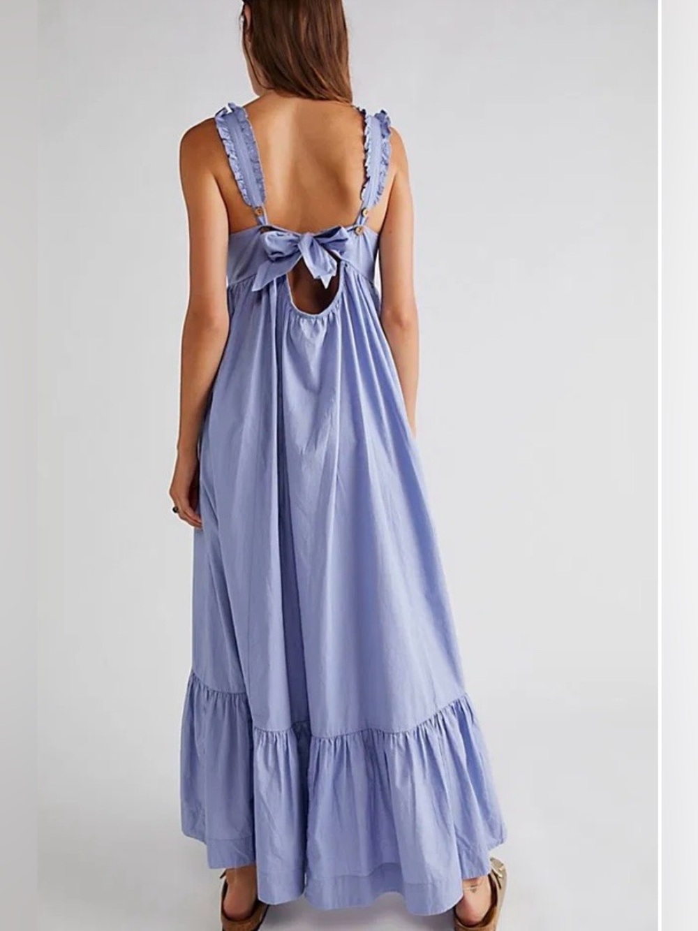 Free People Free-Est Isabella Maxi Dress Periwinkle Blue Ruffle Cotton Boho Size